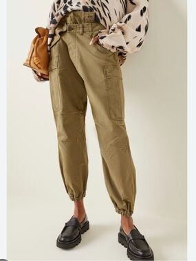 R13 Crossover Cargo Pants Olive Green Ripstop Utility Military Jogger Size 24
